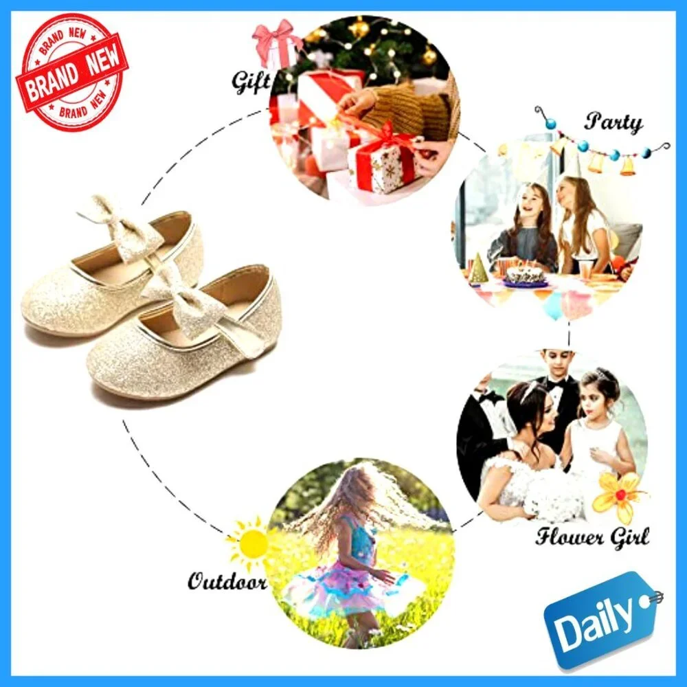 Toddler Girls Mary Jane Flats Ballet Shoes Flower Girl Wedding Party